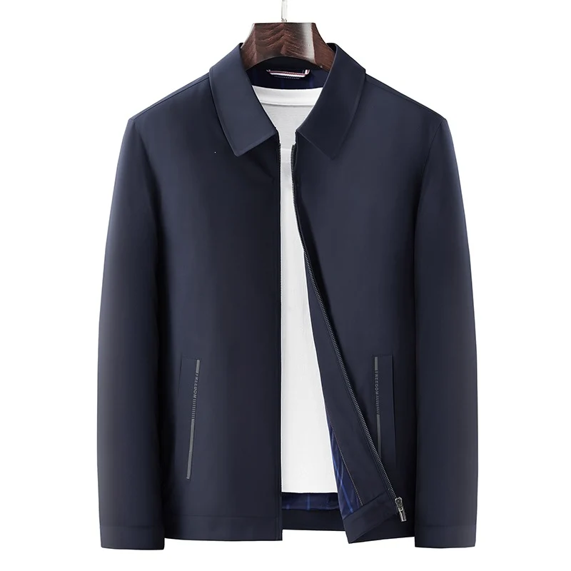 Herren Minimalistische leichte Übergangsjacke mit Hemdkragen, verdecktem Reißverschluss & seitlichen Reißverschlusstaschen Drune