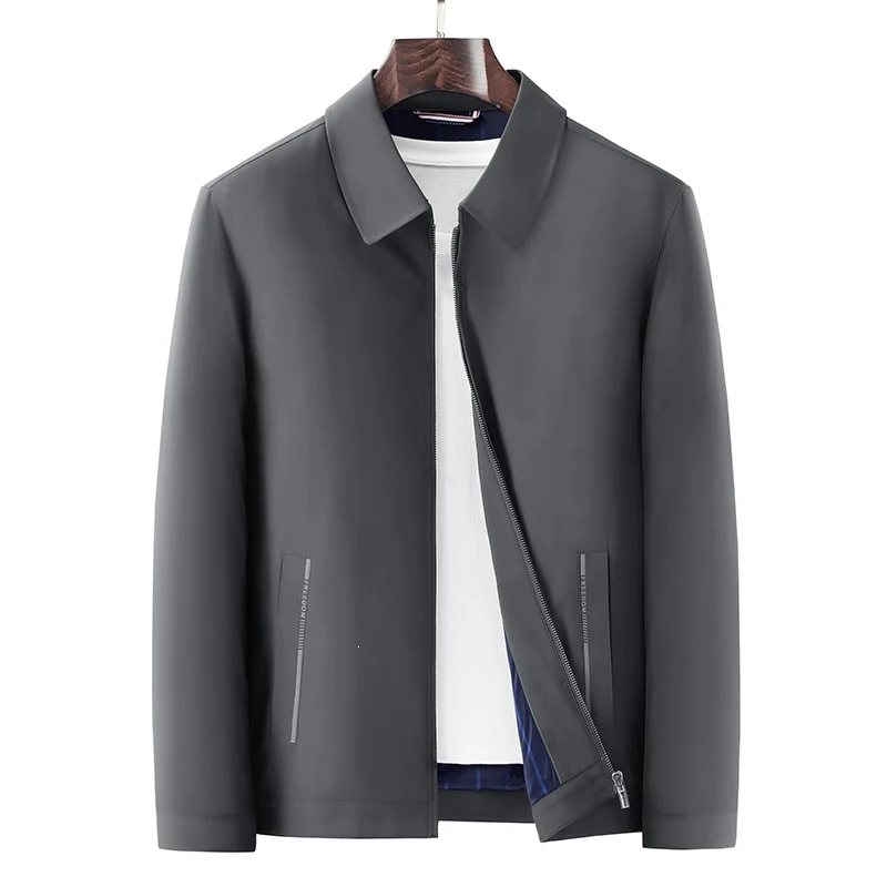 Herren Minimalistische leichte Übergangsjacke mit Hemdkragen, verdecktem Reißverschluss & seitlichen Reißverschlusstaschen Drune