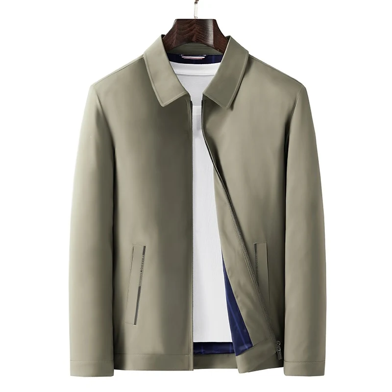 Herren Minimalistische leichte Übergangsjacke mit Hemdkragen, verdecktem Reißverschluss & seitlichen Reißverschlusstaschen Drune