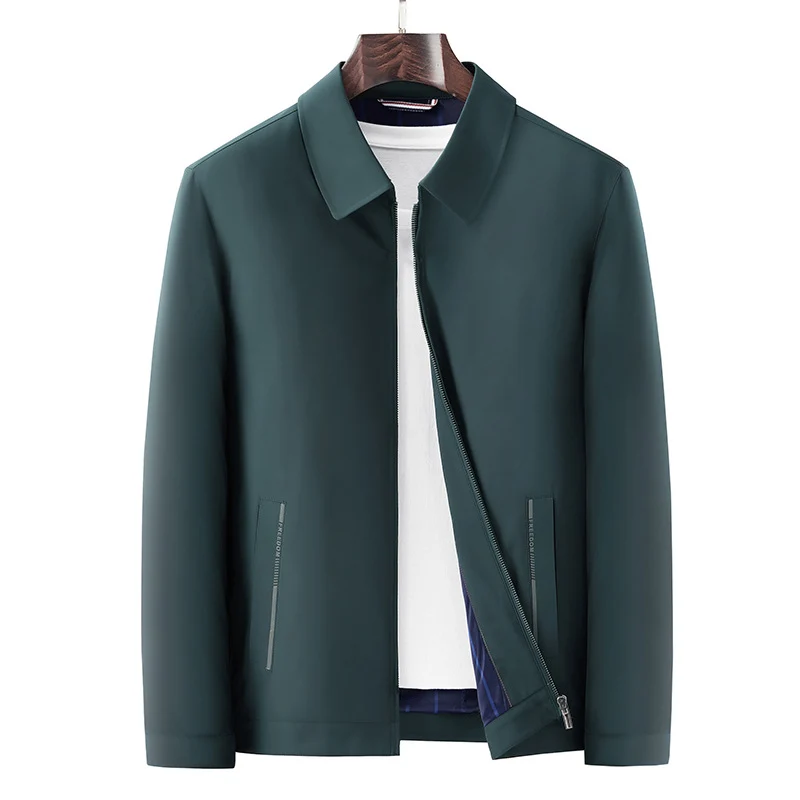 Herren Minimalistische leichte Übergangsjacke mit Hemdkragen, verdecktem Reißverschluss & seitlichen Reißverschlusstaschen Drune