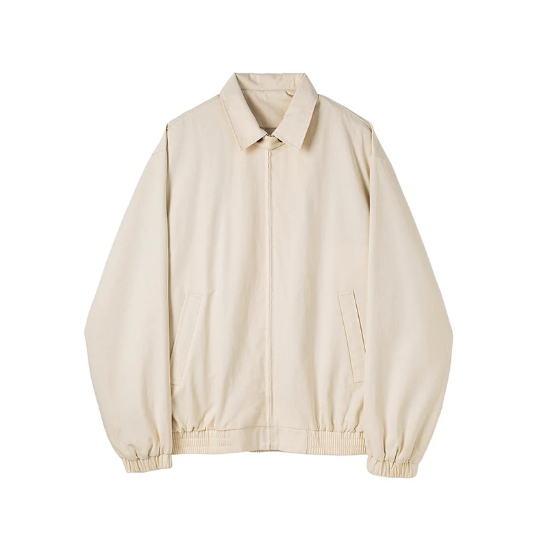 Herren Minimalistische Harrington-Übergangsjacke mit Stehkragen, Kinnschutzriegel und elastischem Saum Drune