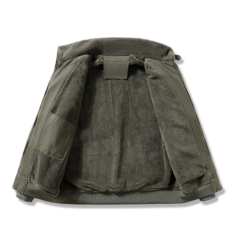 Herren Military-inspirierte Fliegerjacke mit Teddyfutter & Ärmeltasche Drune