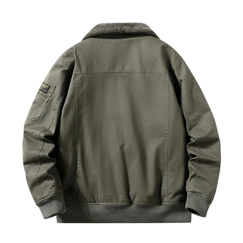 Herren Military-inspirierte Fliegerjacke mit Teddyfutter & Ärmeltasche Drune
