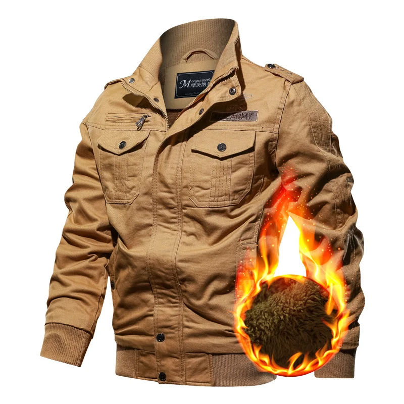 Herren Military-inspirierte Field-Bomberjacke mit Stehkragen, Schulterklappen & wattierter Innenlage Drune