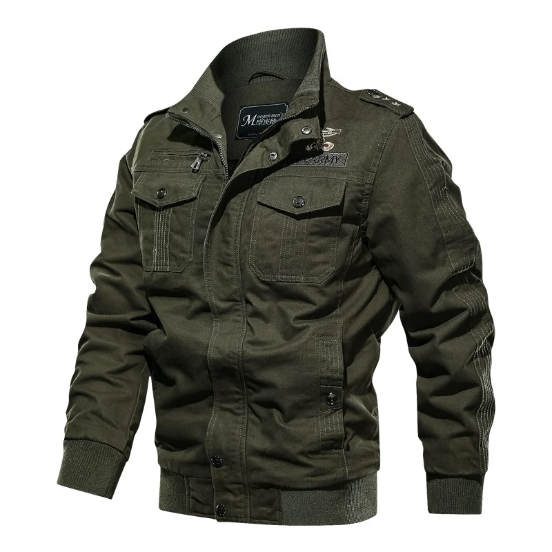Herren Military-inspirierte Field-Bomberjacke mit Stehkragen, Schulterklappen & wattierter Innenlage Drune