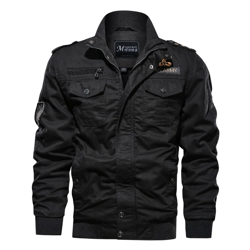 Herren Military-inspirierte Field-Bomberjacke mit Stehkragen, Schulterklappen & wattierter Innenlage Drune