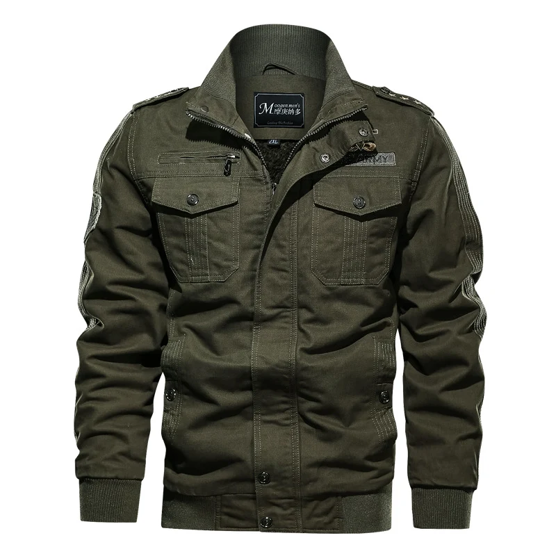 Herren Military-inspirierte Field-Bomberjacke mit Stehkragen, Schulterklappen & wattierter Innenlage Drune