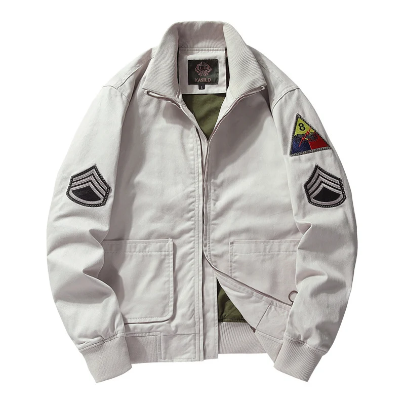 Herren Military-inspirierte Field-Bomberjacke mit Abzeichen, gerippten Bündchen & Zwei-Wege-Reißverschluss Drune
