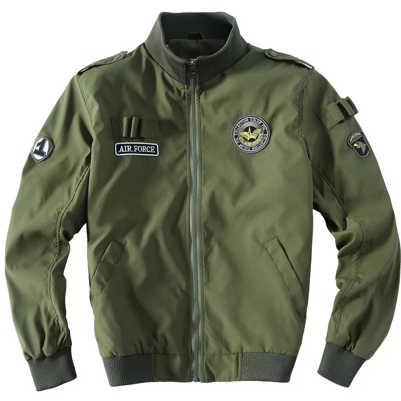 Herren Militärinspirierte Bomberjacke mit Aufnähern, Stehkragen & Reißverschluss Drune
