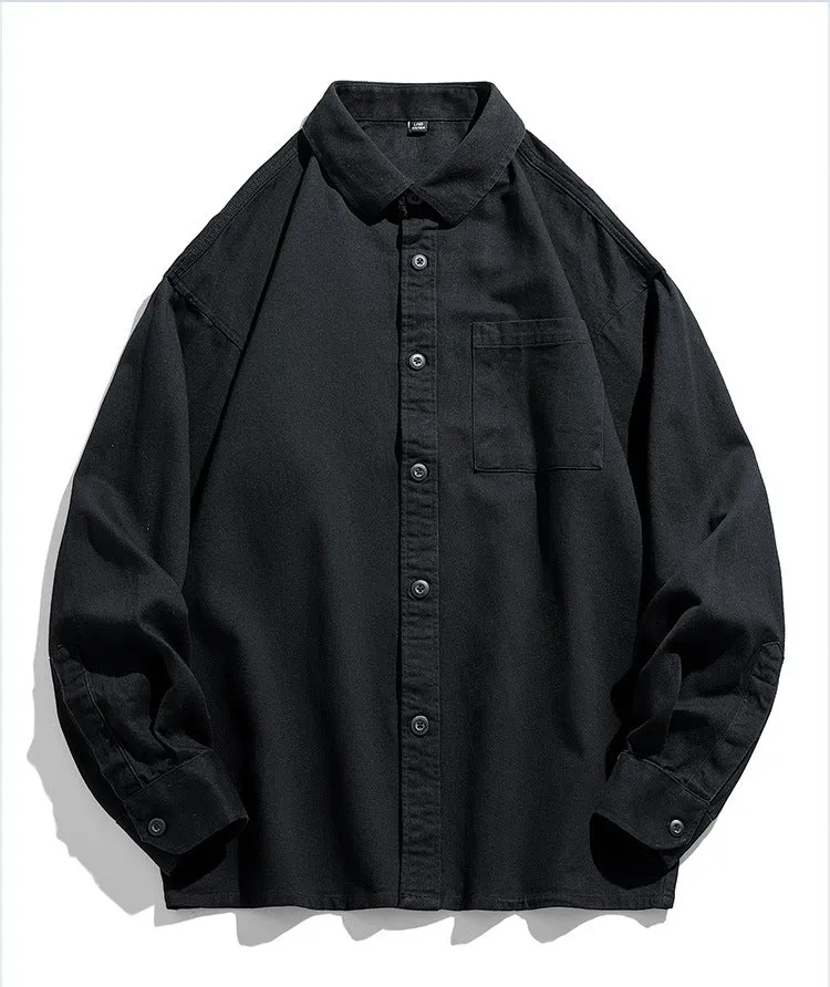 Herren Lockeres Overshirt-Hemd aus Baumwollmix mit Brusttasche und überschnittener Schulter Drune