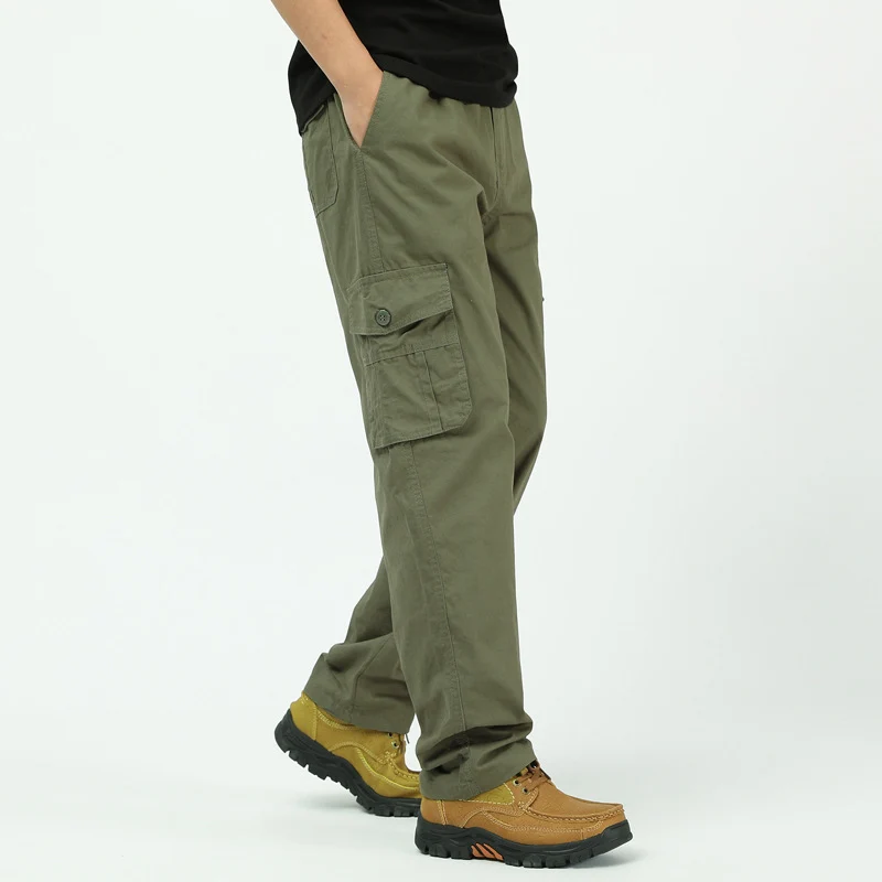 Herren Lockere Cargo-Freizeithose mit tiefem Schritt, elastischem Bund & Multitaschen Drune