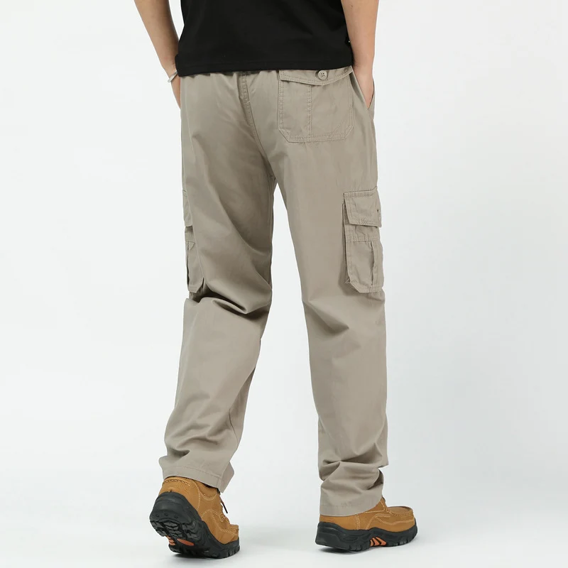 Herren Lockere Cargo-Freizeithose mit tiefem Schritt, elastischem Bund & Multitaschen Drune