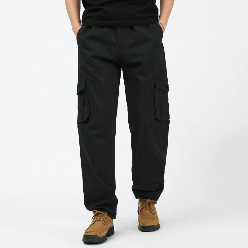 Herren Lockere Cargo-Freizeithose mit tiefem Schritt, elastischem Bund & Multitaschen Drune