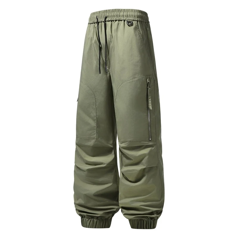 Herren Locker geschnittene technische Cargo-Jogginghose mit elastischem Bund, Kordelzug & Reißverschlusstaschen Drune