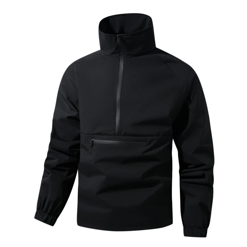 Herren Leichter wasserabweisender Anorak mit Halbzip, hohem Stehkragen & Front-Reißverschlusstasche Drune