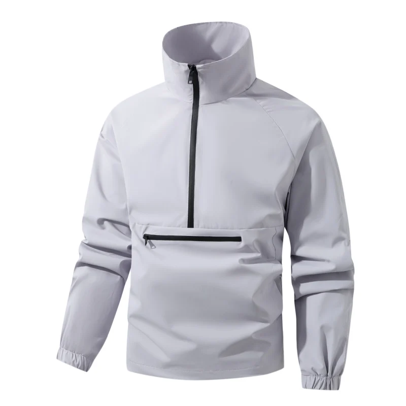 Herren Leichter wasserabweisender Anorak mit Halbzip, hohem Stehkragen & Front-Reißverschlusstasche Drune