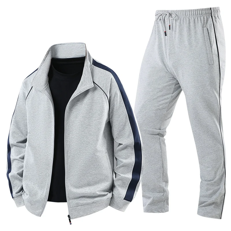Herren Leichter Freizeit-Trainingsanzug-Set mit Reißverschlussjacke, elastischer Bund & Reißverschlusstaschen Drune