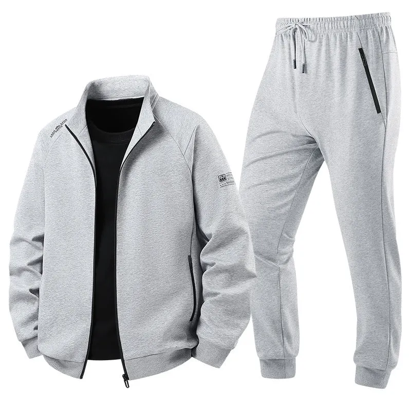 Herren Leichter Freizeit-Trainingsanzug-Set mit Reißverschlussjacke, elastischer Bund & Reißverschlusstaschen Drune