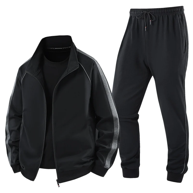 Herren Leichter Freizeit-Trainingsanzug-Set mit Reißverschlussjacke, elastischer Bund & Reißverschlusstaschen Drune