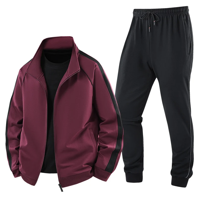 Herren Leichter Freizeit-Trainingsanzug-Set mit Reißverschlussjacke, elastischer Bund & Reißverschlusstaschen Drune