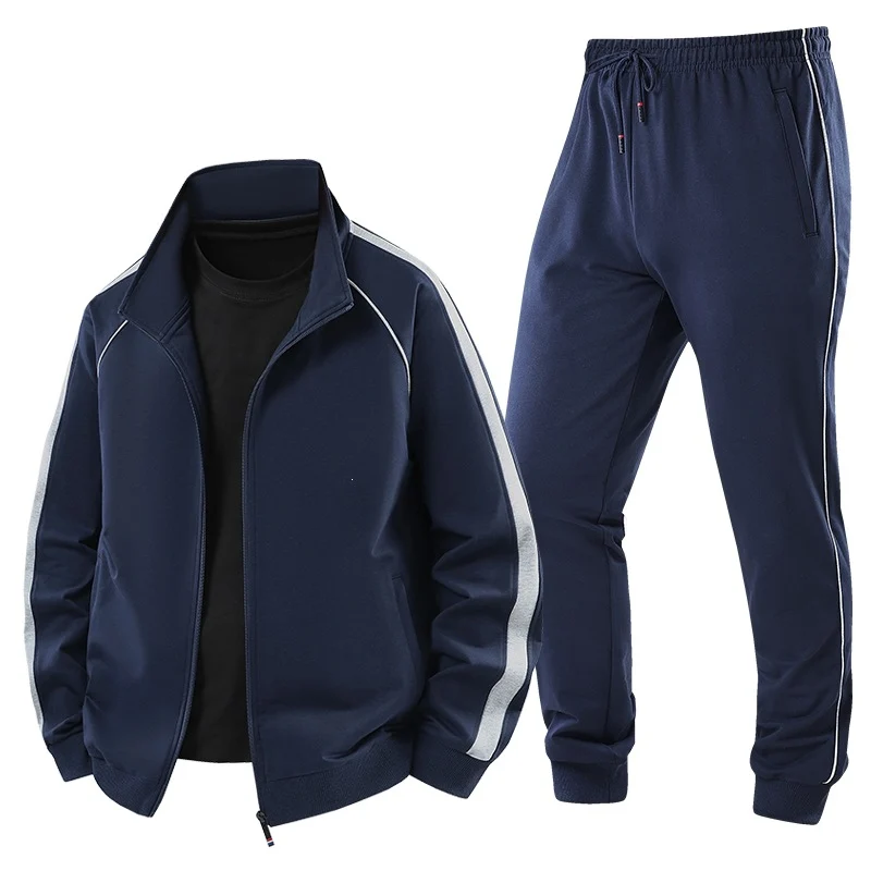 Herren Leichter Freizeit-Trainingsanzug-Set mit Reißverschlussjacke, elastischer Bund & Reißverschlusstaschen Drune