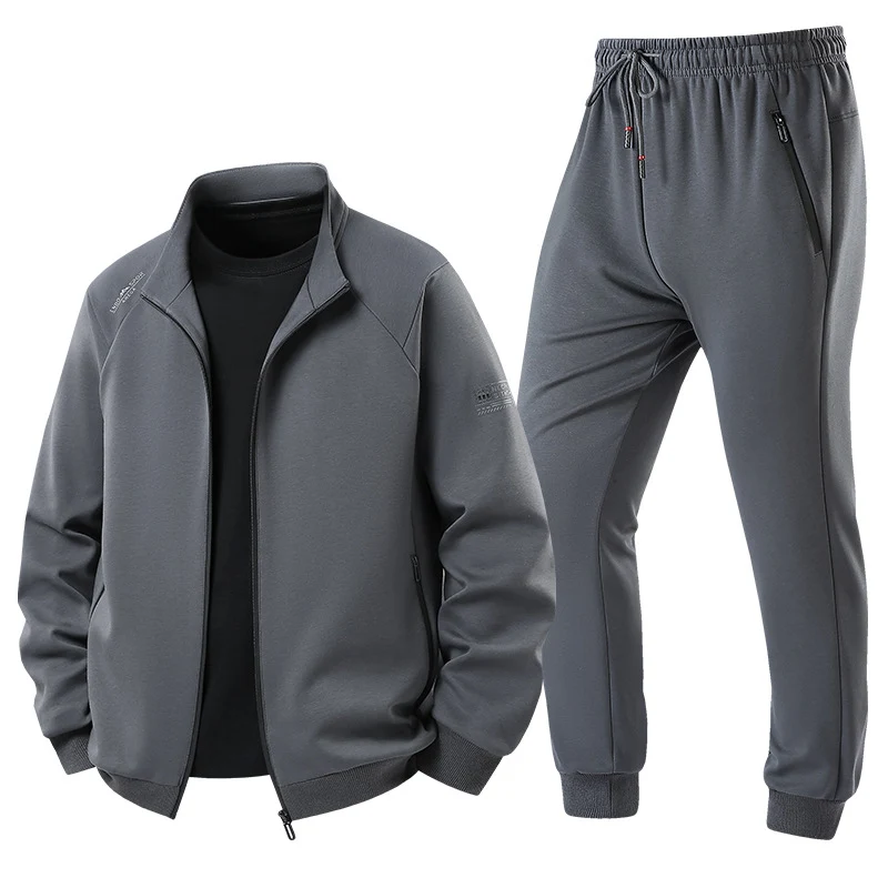 Herren Leichter Freizeit-Trainingsanzug-Set mit Reißverschlussjacke, elastischer Bund & Reißverschlusstaschen Drune
