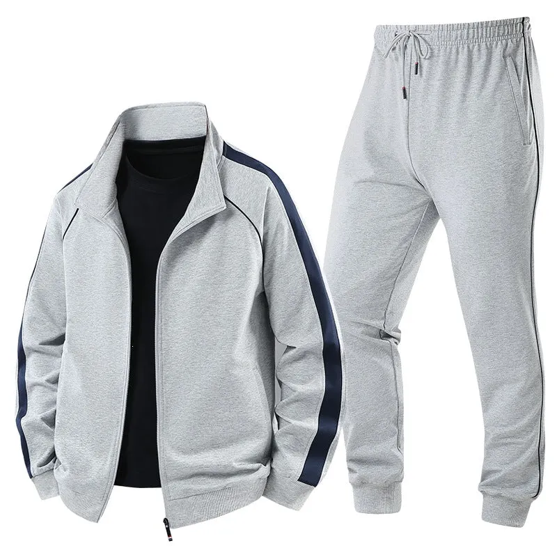 Herren Leichter Freizeit-Trainingsanzug-Set mit Reißverschlussjacke, elastischer Bund & Reißverschlusstaschen Drune