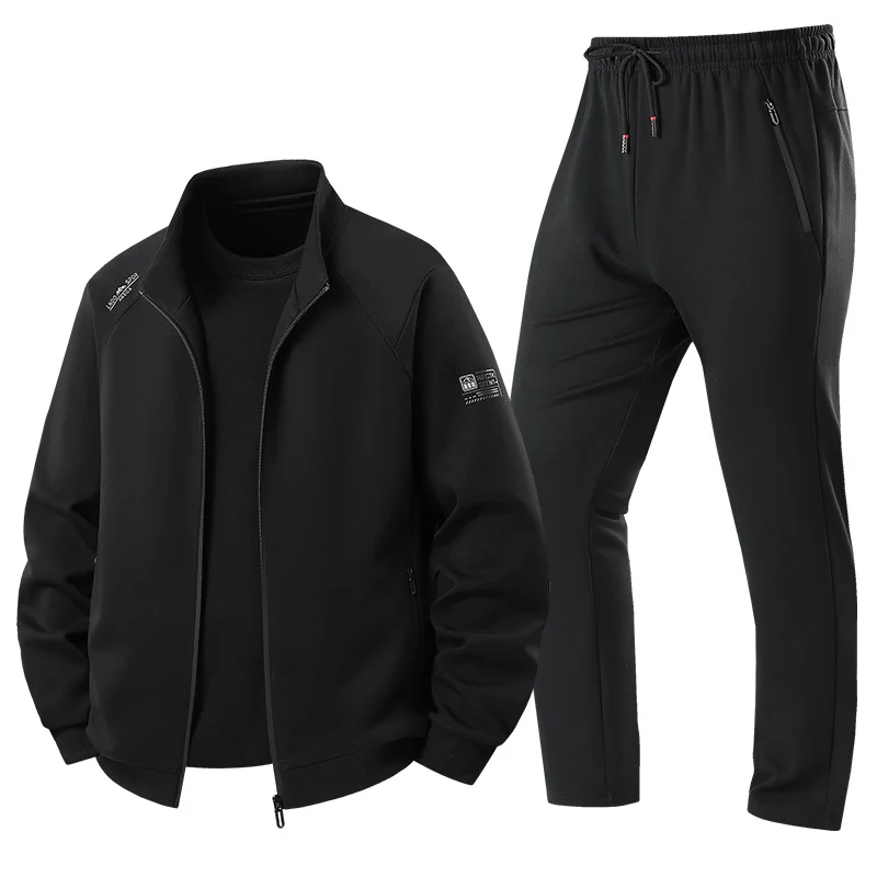 Herren Leichter Freizeit-Trainingsanzug-Set mit Reißverschlussjacke, elastischer Bund & Reißverschlusstaschen Drune