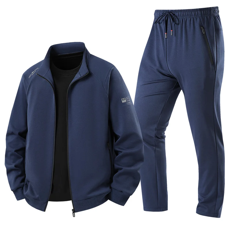 Herren Leichter Freizeit-Trainingsanzug-Set mit Reißverschlussjacke, elastischer Bund & Reißverschlusstaschen Drune