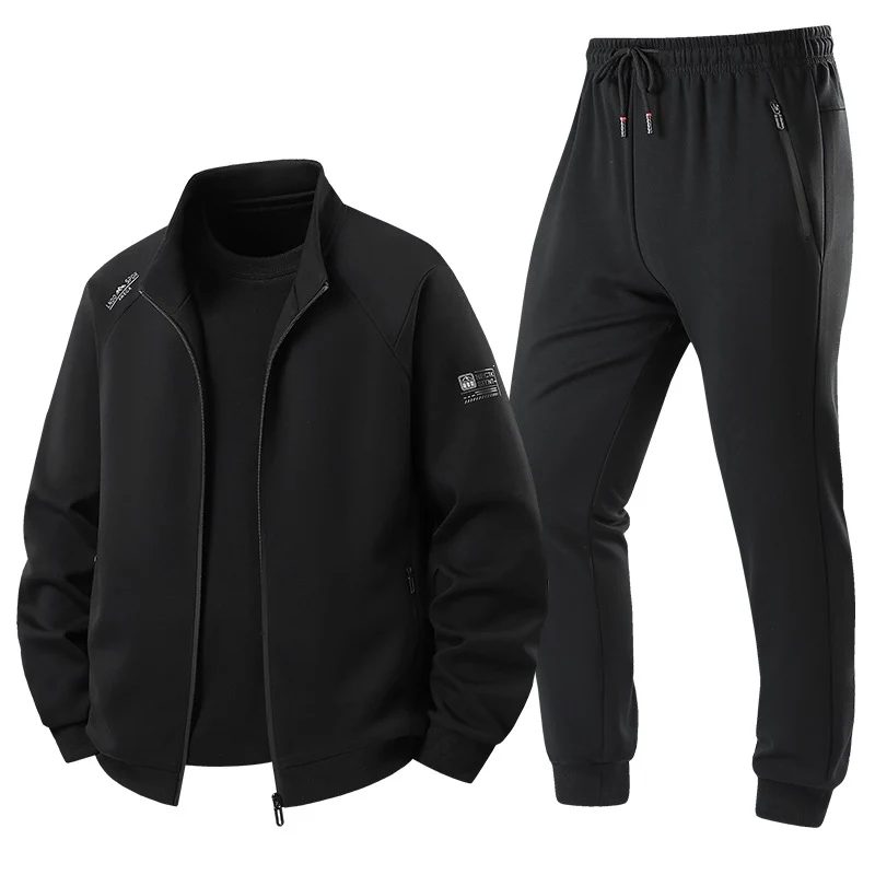 Herren Leichter Freizeit-Trainingsanzug-Set mit Reißverschlussjacke, elastischer Bund & Reißverschlusstaschen Drune