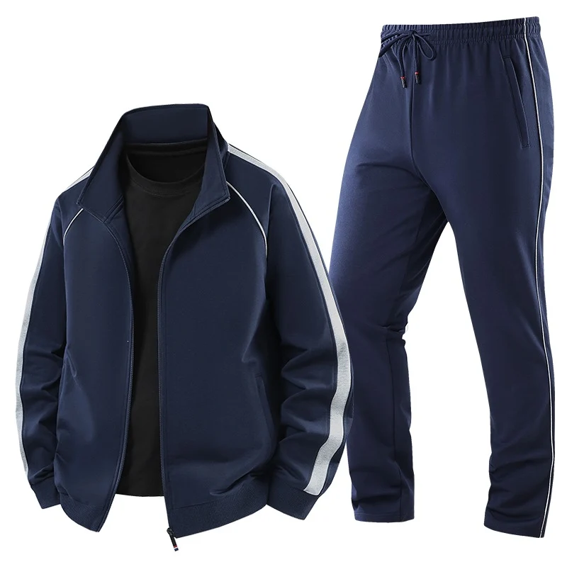Herren Leichter Freizeit-Trainingsanzug-Set mit Reißverschlussjacke, elastischer Bund & Reißverschlusstaschen Drune