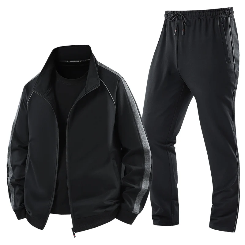 Herren Leichter Freizeit-Trainingsanzug-Set mit Reißverschlussjacke, elastischer Bund & Reißverschlusstaschen Drune