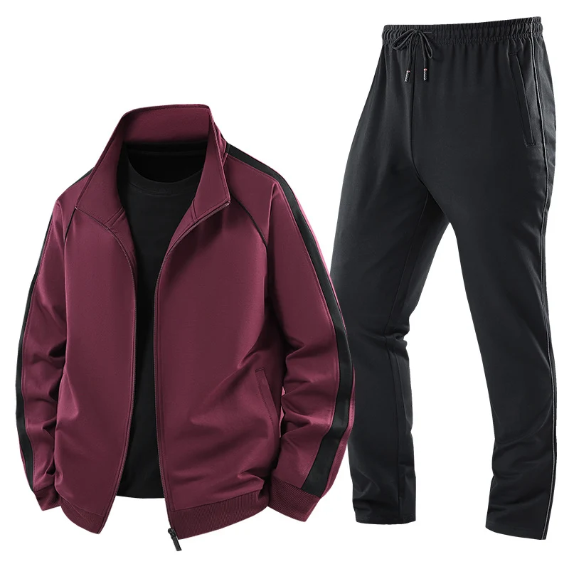 Herren Leichter Freizeit-Trainingsanzug-Set mit Reißverschlussjacke, elastischer Bund & Reißverschlusstaschen Drune
