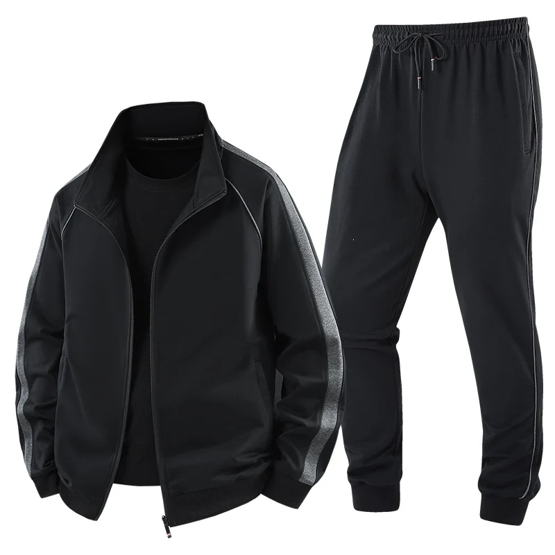Herren Leichter Freizeit-Trainingsanzug-Set mit Reißverschlussjacke, elastischer Bund & Reißverschlusstaschen Drune