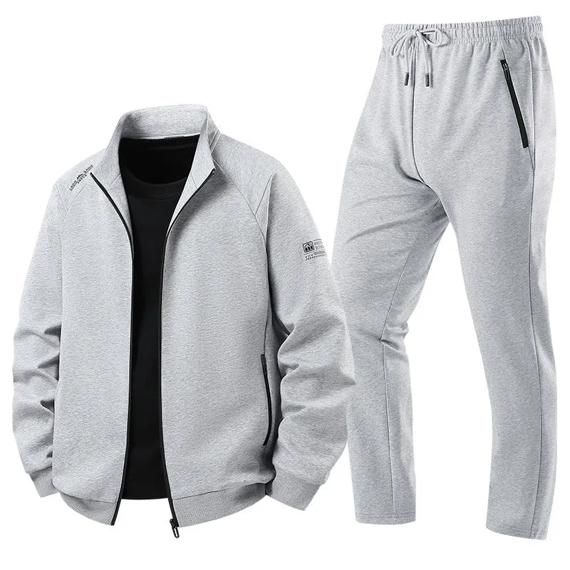 Herren Leichter Freizeit-Trainingsanzug-Set mit Reißverschlussjacke, elastischer Bund & Reißverschlusstaschen Drune