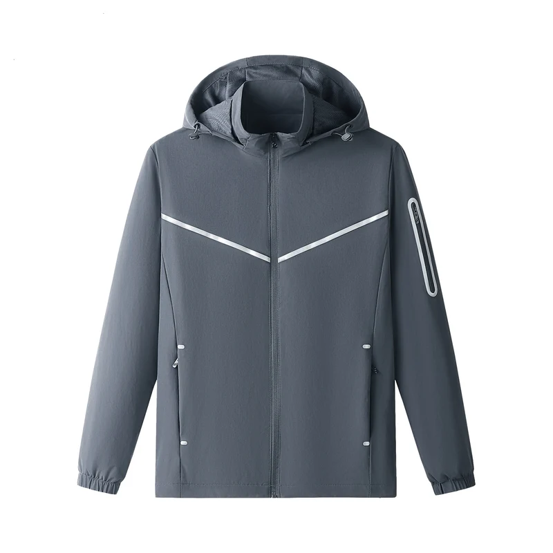 Herren Leichter Atmungsaktiver Softshell-Trainingsanzug mit Kapuzenjacke & konischer Trainingshose Drune