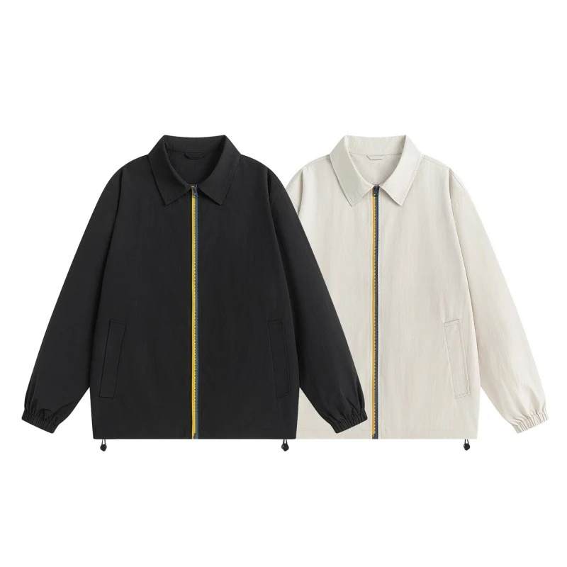 Herren Leichte Zip‑Übergangsjacke mit kontrastierendem Reißverschluss, Tunnelzug und elastischen Bündchen Drune
