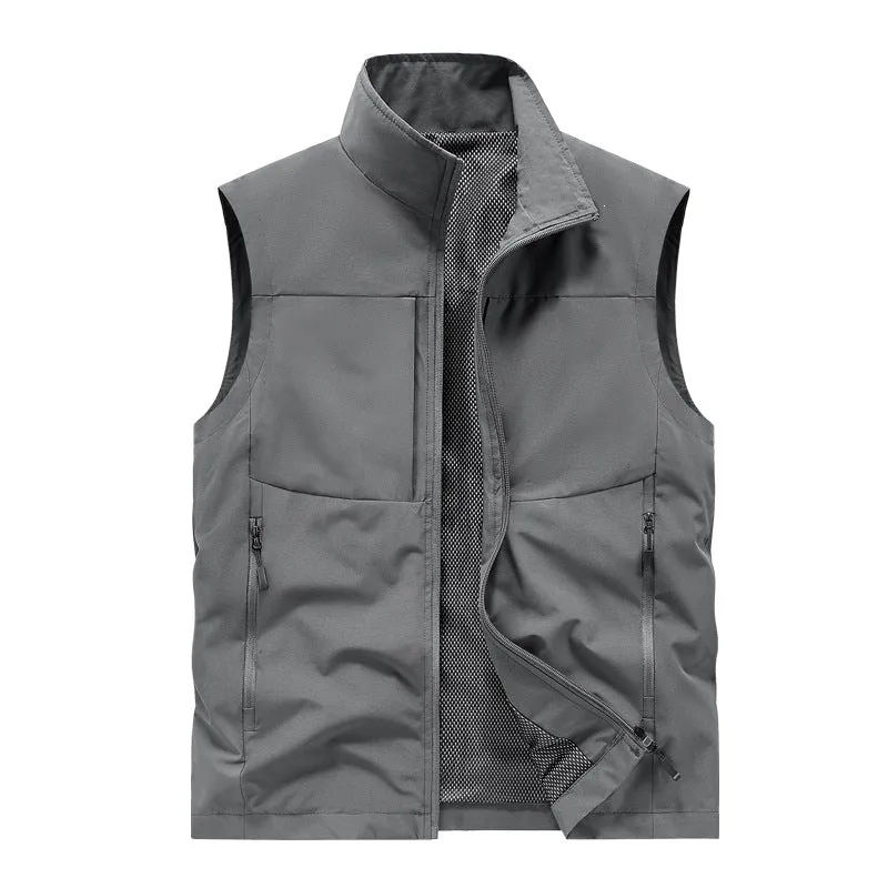 Herren Leichte winddichte Softshell-Steppweste mit Mesh-Innenfutter, Stehkragen & Reißverschlusstaschen Drune
