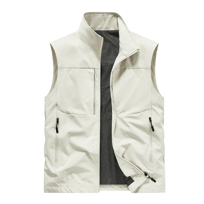 Herren Leichte winddichte Softshell-Steppweste mit Mesh-Innenfutter, Stehkragen & Reißverschlusstaschen Drune