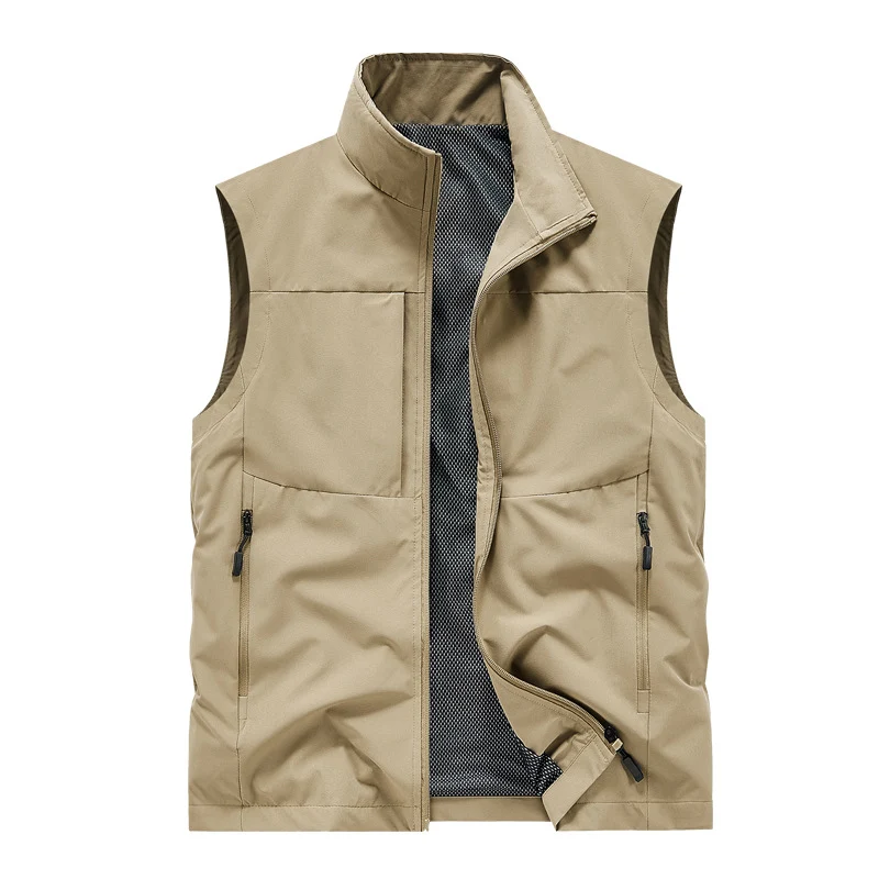 Herren Leichte winddichte Softshell-Steppweste mit Mesh-Innenfutter, Stehkragen & Reißverschlusstaschen Drune