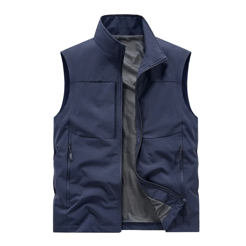 Herren Leichte winddichte Softshell-Steppweste mit Mesh-Innenfutter, Stehkragen & Reißverschlusstaschen Drune