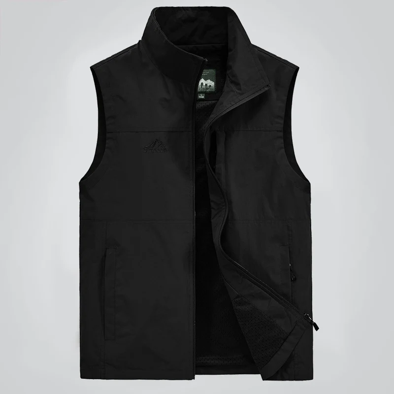 Herren Leichte winddichte Outdoor-Weste mit Stehkragen, Mesh-Futter & Reißverschlusstaschen Drune