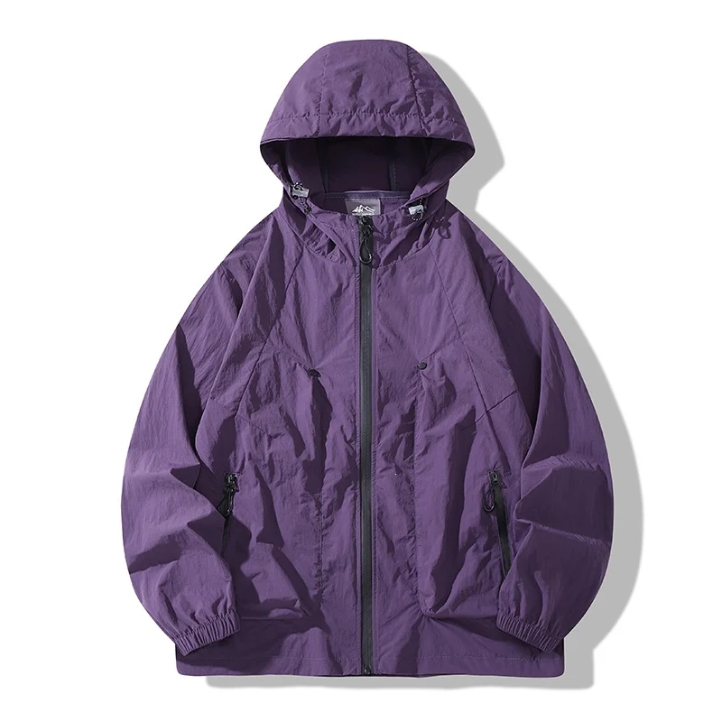 Herren Leichte winddichte Kapuzen‑Ripstopjacke mit Reißverschlusstaschen & elastischen Bündchen Drune