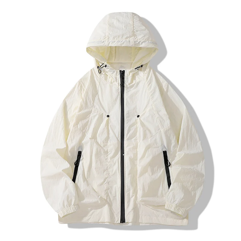 Herren Leichte winddichte Kapuzen‑Ripstopjacke mit Reißverschlusstaschen & elastischen Bündchen Drune
