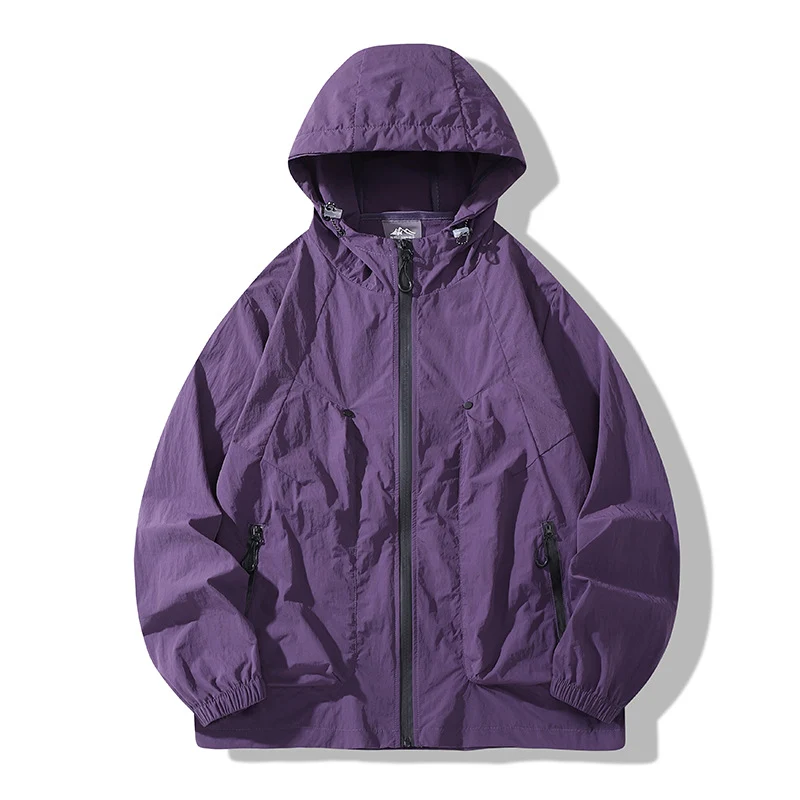 Herren Leichte winddichte Kapuzen‑Ripstopjacke mit Reißverschlusstaschen & elastischen Bündchen Drune