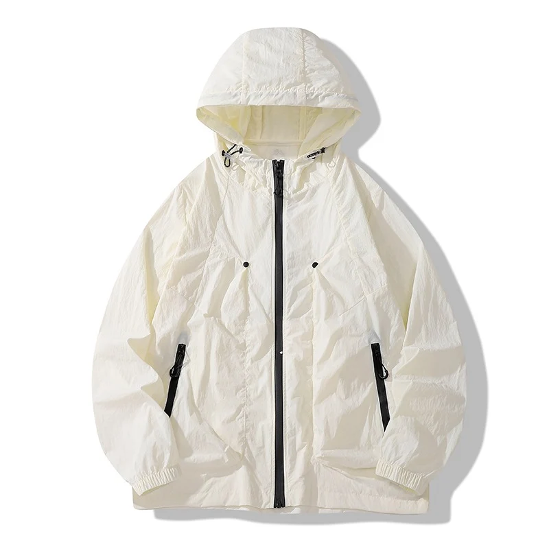 Herren Leichte winddichte Kapuzen‑Ripstopjacke mit Reißverschlusstaschen & elastischen Bündchen Drune