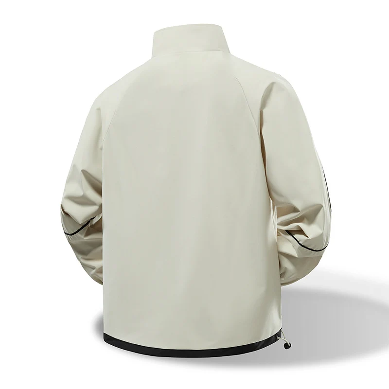 Herren Leichte Windbreaker‑Übergangsjacke mit Stehkragen, Mesh‑Futter & Kontrastpaspel Drune