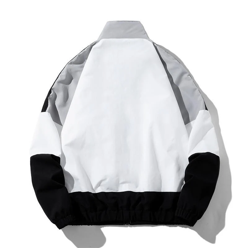 Herren Leichte Windbreaker-Trackjacke im geometrischen Colorblock mit Mesh‑Futter, Stehkragen & Reißverschluss Drune