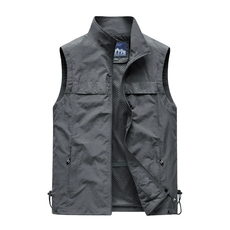 Herren Leichte wind- und wasserabweisende Utility-Weste mit Stehkragen, Mesh-Futter & verstellbarem Saum Drune