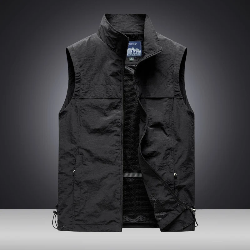Herren Leichte wind- und wasserabweisende Utility-Weste mit Stehkragen, Mesh-Futter & verstellbarem Saum Drune